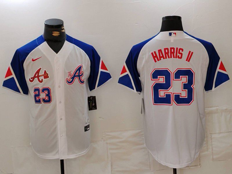 Men Atlanta Braves #23 Harris ii White City Edition 2024 Nike MLB Jersey style 5